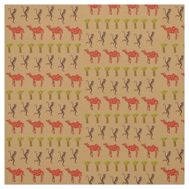 Tissu Les animaux africains mignons Illustration Fabric (Échantillon)