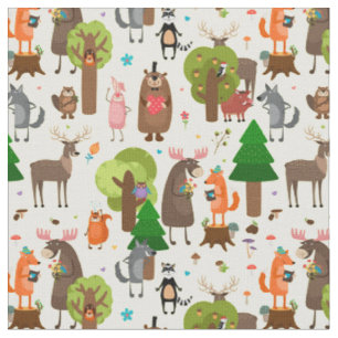 Tissu Les animaux de forêt mignons