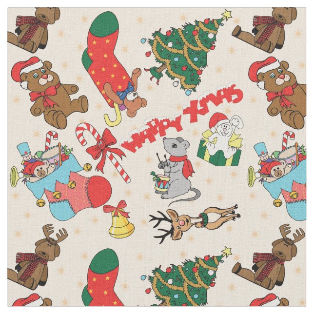 Tissu Les animaux des bois Noël (Fermer)