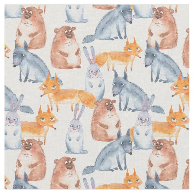 Tissu Les animaux forestiers. Aquarelle (Fermer)