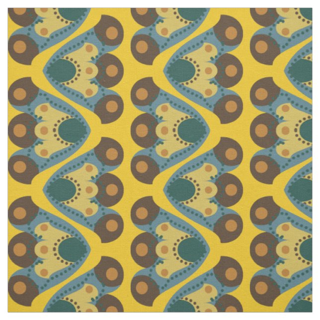 Tissu les années 70 motif de tulipe de style (Échantillon)