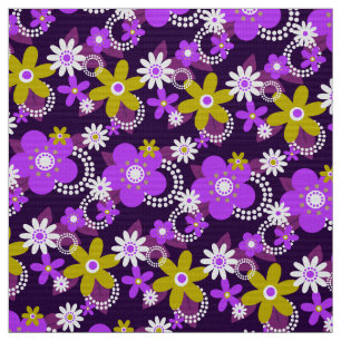 Tissu les années 70 rétro 60's fleur fabric v3