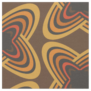 Tissu les années 70 Rétro Super Gold Brown Spirales