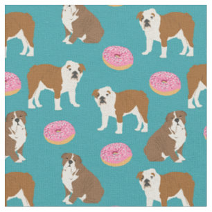 Tissu Les beignets de Bulldog anglais turquoise