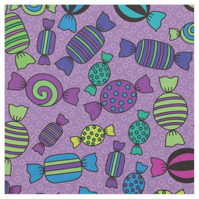 Tissu Les bonbons d'Halloween en Motif violet (Fermer)