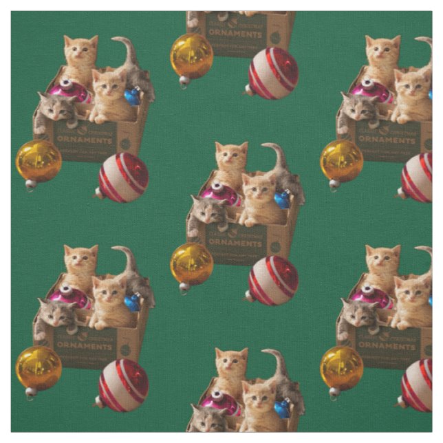 Tissu Les chatons dans la boîte à ornements (Échantillon)