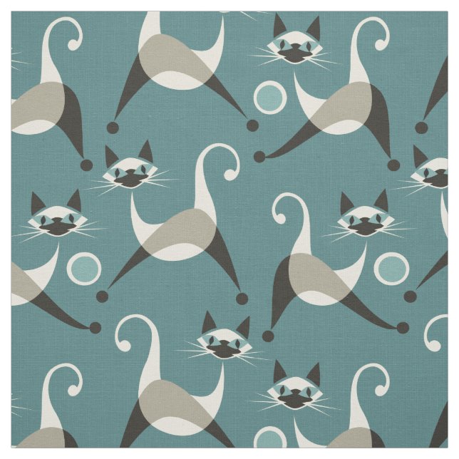 Tissu Les Chatons Siamois En Jeu (Échantillon)