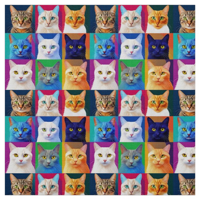 Tissu les chats arc-en-ciel (Échantillon)