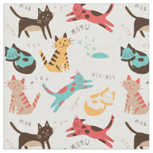 Tissu Les chats de Kitty partout dans le monde
