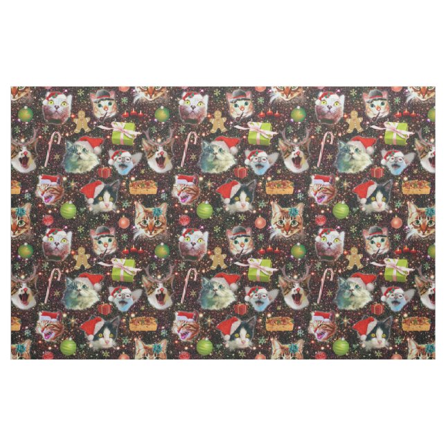 Tissu Les chats de Noël dans la galaxie de l'espace (Yard)