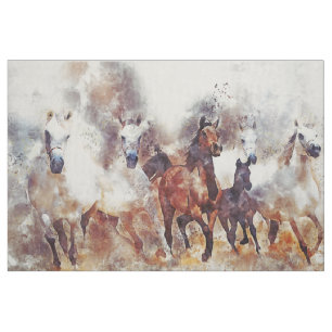 Tissu Les Chevaux sauvages Art Occidental Linen
