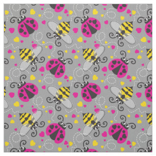 Tissu Les coccinelles et les abeilles graphiques simples