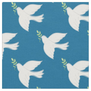 Tissu Les colombes de la paix Turquoise chrétien religi