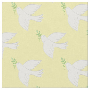 Tissu Les Doves de la Paix Jaune chrétien religieux
