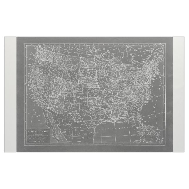 Tissu Les Etats-Unis gris et blancs de tableau tracent (Yard)