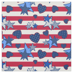 Tissu Les étoiles bleues rouges patriotiques frappent l