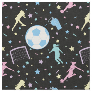 Tissu Les filles soccer Silhouettes Étoiles et étincelle
