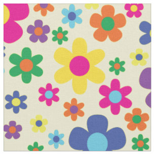 Tissu Les fleurs colorées des hippies des années 70