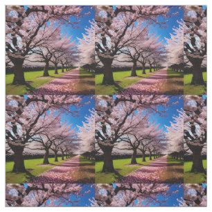 Tissu "Les fleurs en fleurs : les rangées de cerisiers a