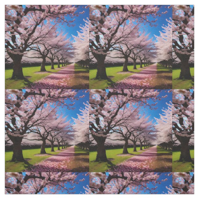 Tissu "Les fleurs en fleurs : les rangées de cerisiers a (Échantillon)