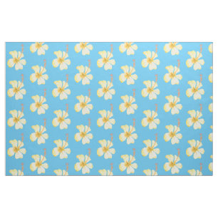 Tissu Les fleurs tropicales de l'Hibiscus jaune d'Aqua
