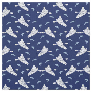 Tissu Les Kayaks et la marine de pêche aux motifs bleu 