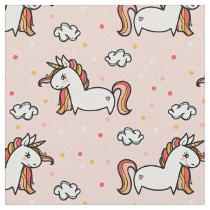 Tissu Les licornes et les confettis rougissent motif
