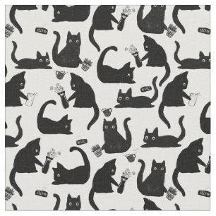 Tissu Les mauvais chats frappent des trucs sur