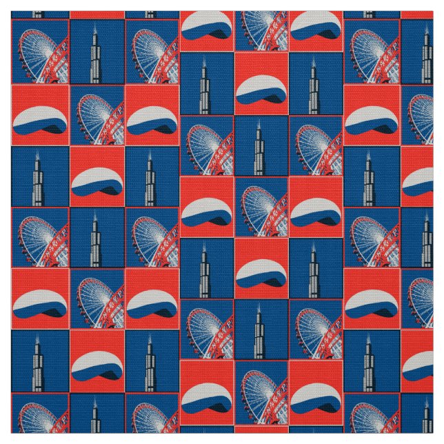 Tissu Les monuments de Chicago (Échantillon)