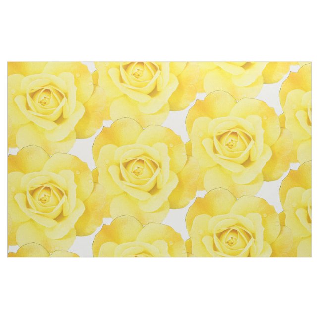 Tissu Les motifs floraux de la rose jaune Fleurs Blanc A (Yard)