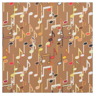 Tissu Les notes musicales impriment - le caramel Tan,