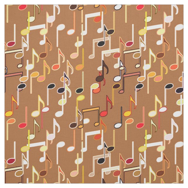Tissu Les notes musicales impriment - le caramel Tan, (Échantillon)