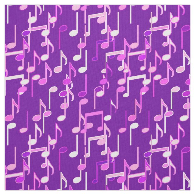 Tissu Les notes musicales impriment - le pourpre violet, (Échantillon)