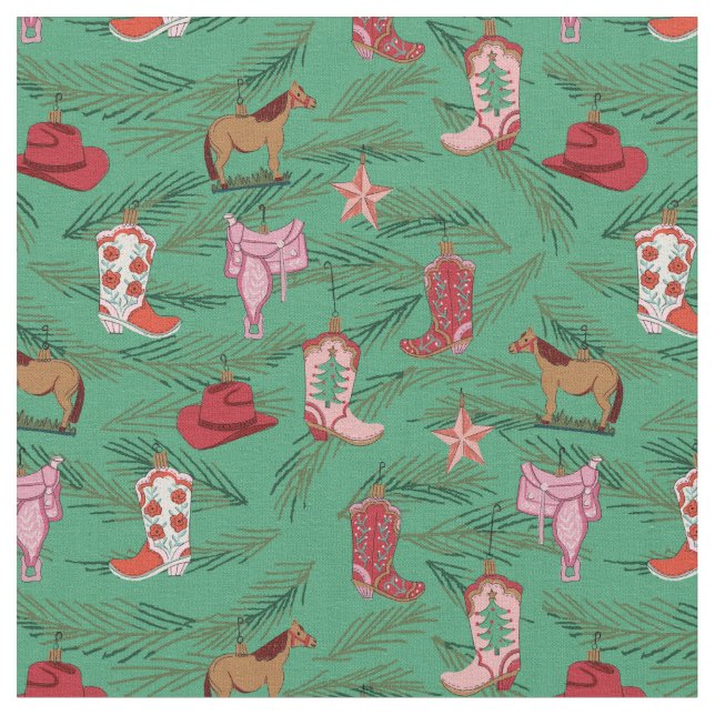 Tissu Les ornements de Noël de la fille de campagne (Fermer)