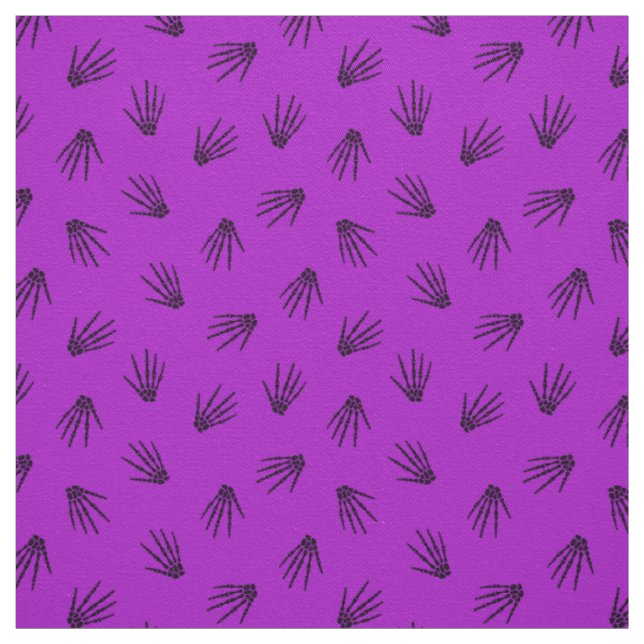Tissu Les os pourpres Joyeux Halloween moderne (Échantillon)