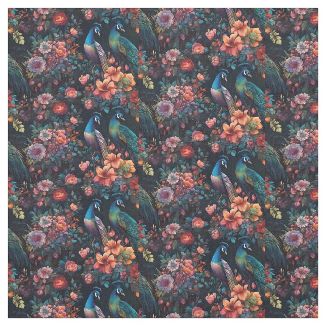 Tissu les paons dans le jardin (Échantillon)