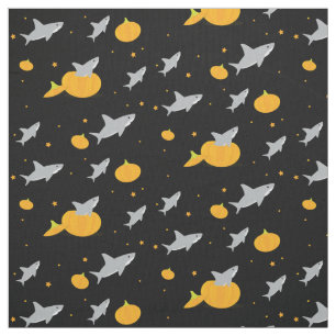 Tissu Les petits requins gris-oranges Citrouilles d'Hall