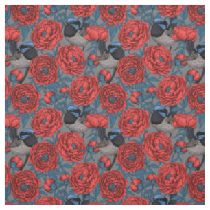 Tissu Les pivoines et les brunes