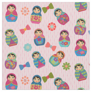Tissu Les poupées russes de Matryoshka sur le Arrière 