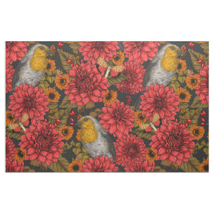 Tissu Les Robins de l'auccle garden
