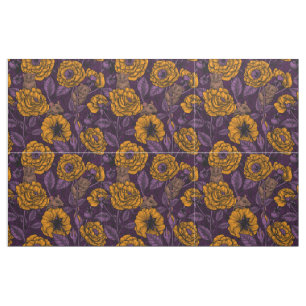 Tissu Les souris font la fête en orange et violet