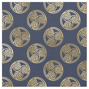 Tissu Les spirales de Triskele Celtique en or en cercles