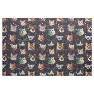 Tissu Les têtes de chats dans l'espace extra-atmosphér