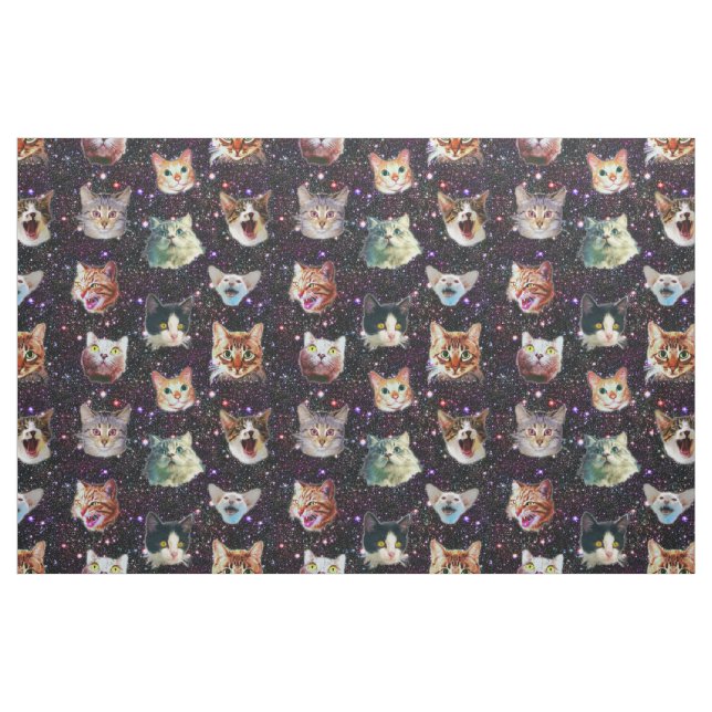 Tissu Les têtes de chats dans l'espace extra-atmosphériq (Fat Quarter)
