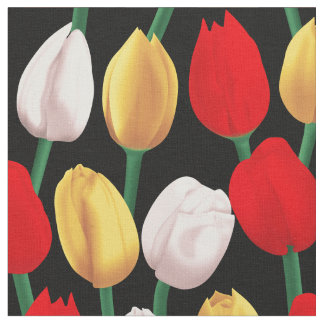 Tissu Les tulipes sur le noir.