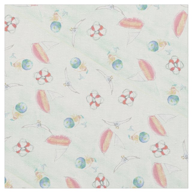 Tissu L'été en bord de mer (Fermer)