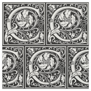 Tissu Lettre C Monogramme médiéval Art Nouveau