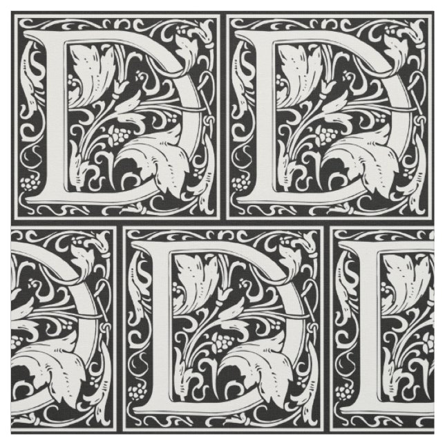 Tissu Lettre D Monogramme médiéval Art Nouveau (Échantillon)