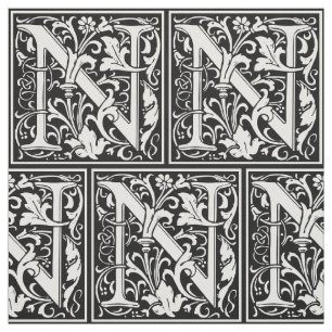 Tissu Lettre N Monogramme médiéval Art Nouveau