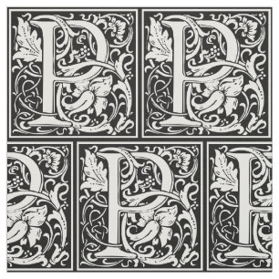 Tissu Lettre P Monogramme médiéval Art Nouveau